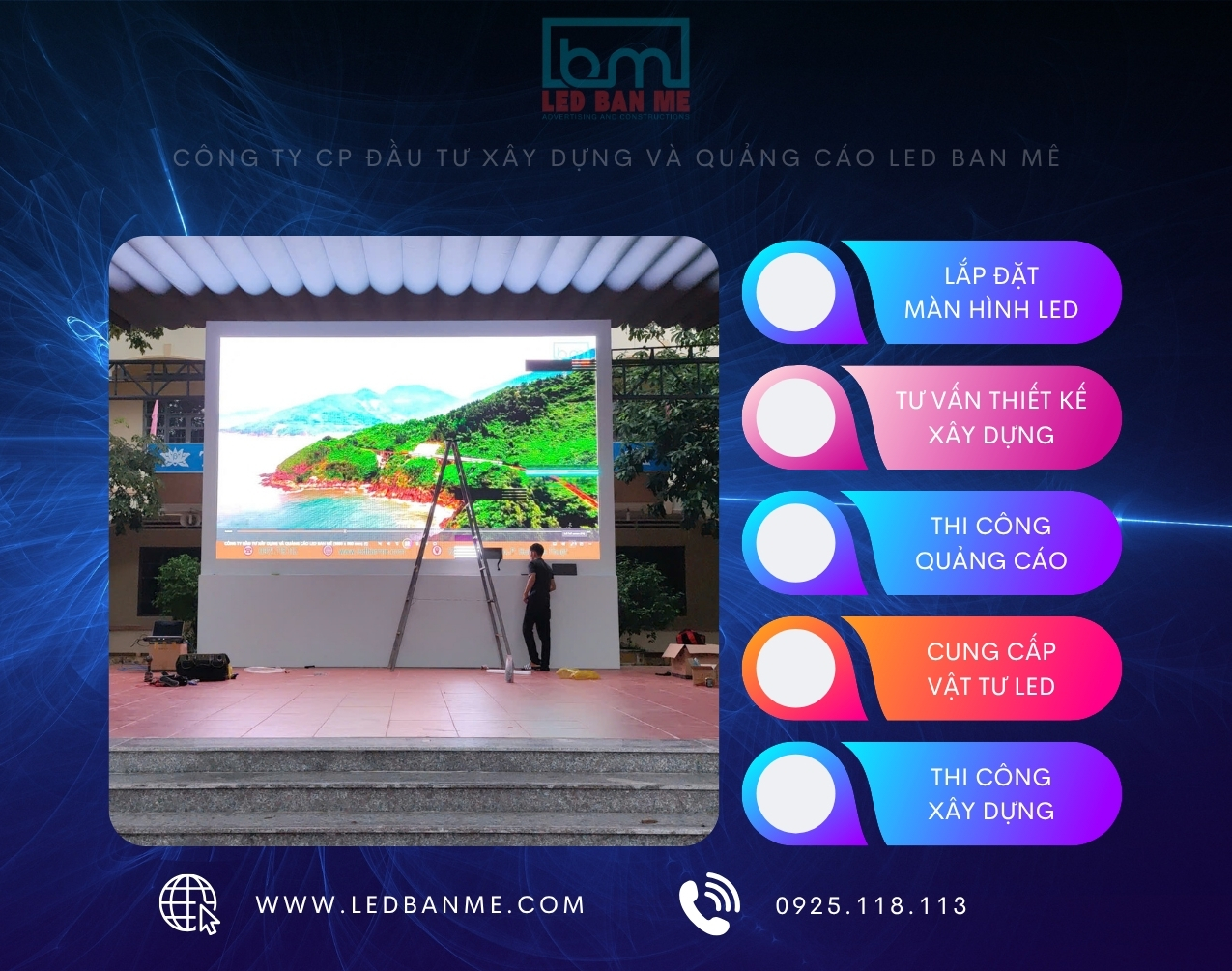 Lắp đặt màn hình LED P5 ngoài trời tại EA Rốk, tỉnh Đắk Lắk 1 màn hình LED P5 ngoài trời tại Đắk Lắk